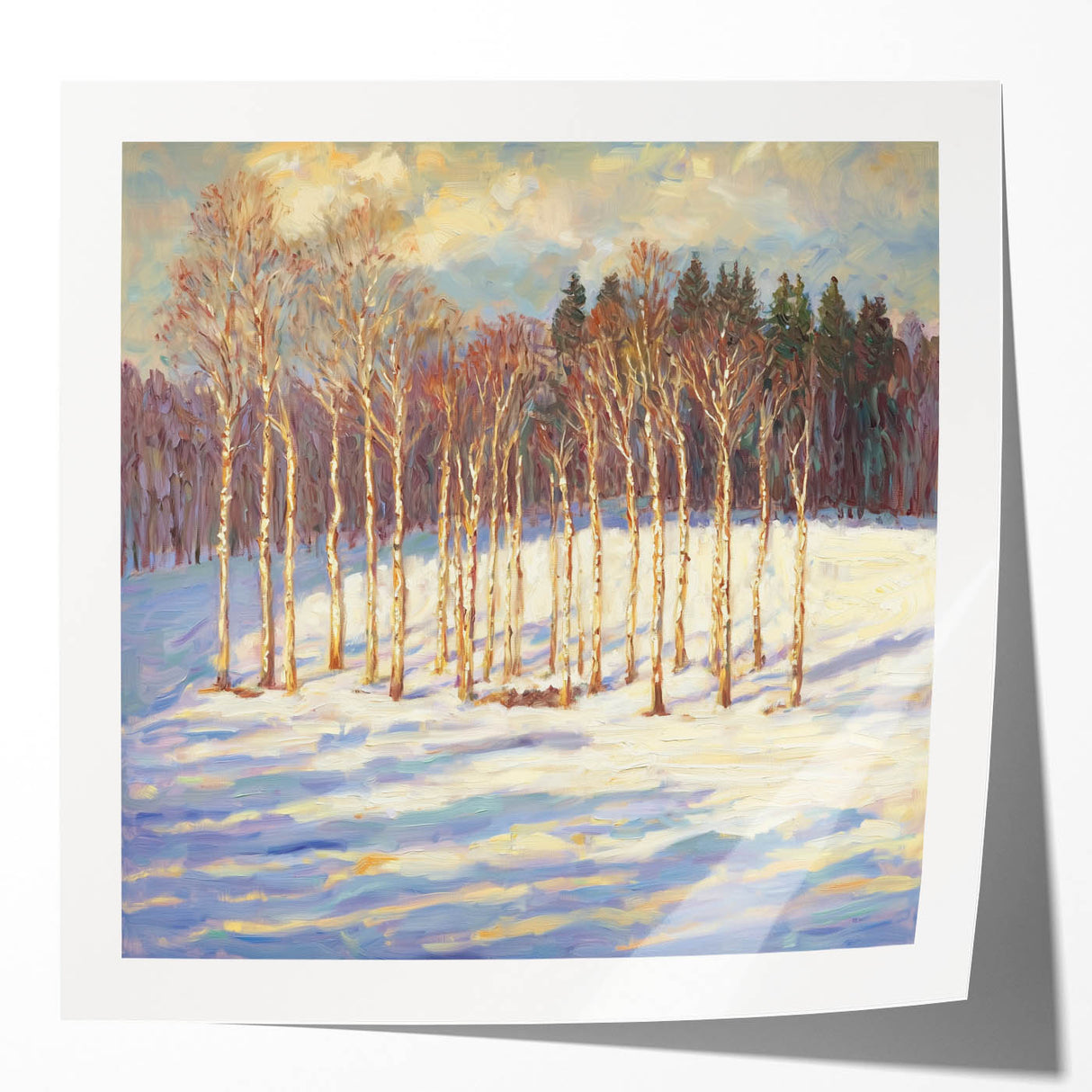 Golden Birch Winter Landscape Wall Art - Canvas & Framed Print