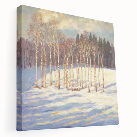 Golden Birch Winter Landscape Wall Art - Canvas & Framed Print