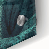 Close-up of a vibrant acrylic landscape artwork depicting intricate cave formations, showcasing rich colors and textures, perfect for modern home decor.