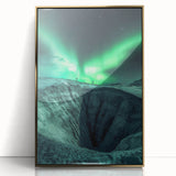 Framed acrylic artwork showcasing a stunning landscape with intricate cave formations, highlighted by a luxurious gold frame, perfect for modern home decor.
