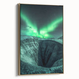 Framed canvas artwork depicting a stunning landscape with intricate cave formations, featuring rich gold accents. Ideal for modern home decor and art enthusiasts.