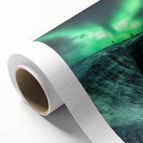 Rolled canvas showcasing a vibrant abstract landscape design with earthy tones and intricate textures, carefully packaged in a protective cardboard tube for safe shipping. Ideal for home decor enthusiasts seeking unique wall art.