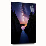 Acrylic landscape art showcasing dramatic cliffs in vibrant colors, displayed in a side view without pins, perfect for modern home decor. Ideal for nature enthusiasts.