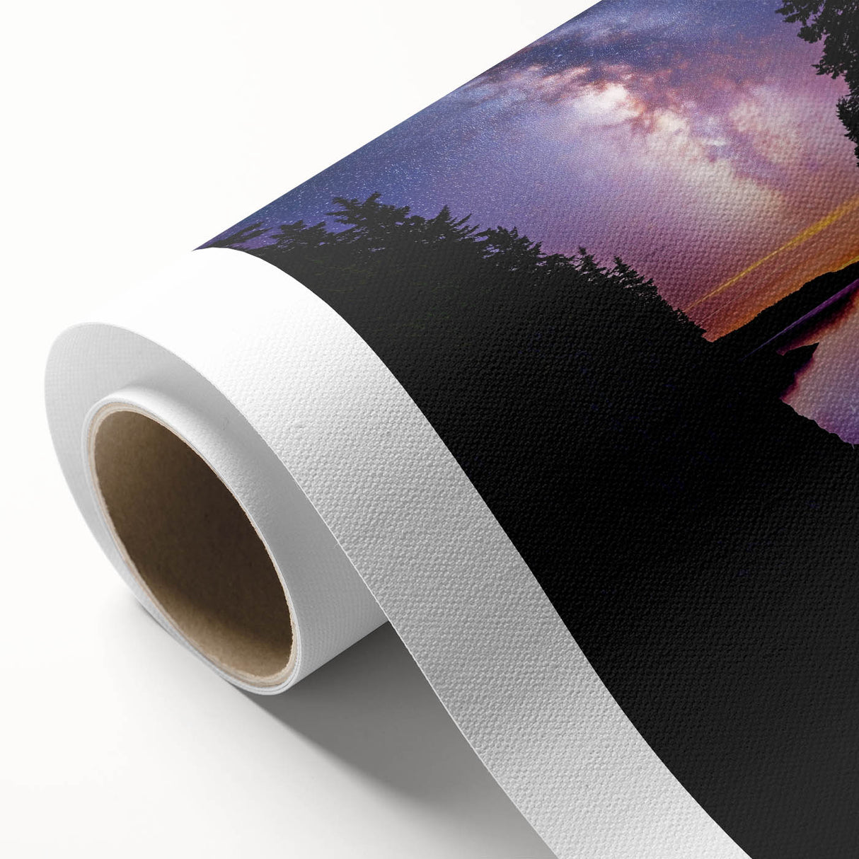 Vivid rolled canvas print showcasing a dramatic landscape of cliffs against a vibrant sky, ideal for home decor and art enthusiasts. Packaged securely in a durable tube for safe shipment.