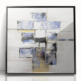 Modern Bedroom Wall Art – Abstract Framed Canvas Print in Blue