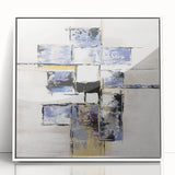 Modern Bedroom Wall Art – Abstract Framed Canvas Print in Blue