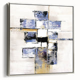 Modern Bedroom Wall Art – Abstract Framed Canvas Print in Blue
