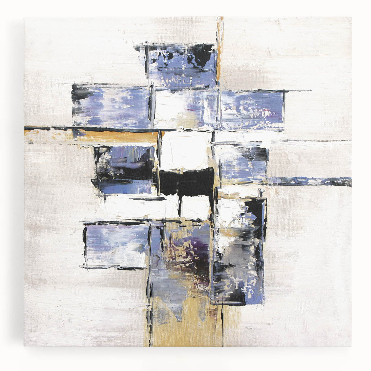 Modern Bedroom Wall Art – Abstract Framed Canvas Print in Blue