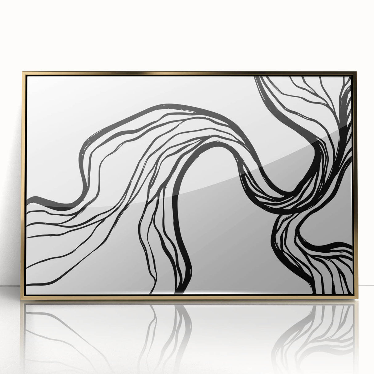 Dining Room Wall Art - Abstract Black and White Flow Design