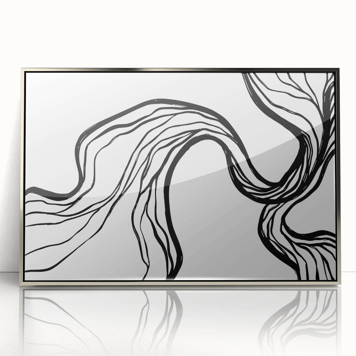 Dining Room Wall Art - Abstract Black and White Flow Design