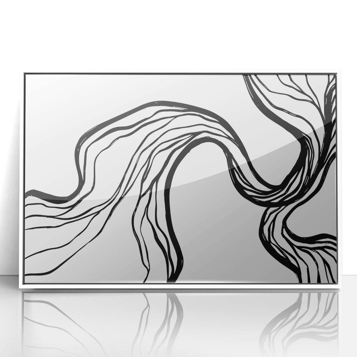 Dining Room Wall Art - Abstract Black and White Flow Design