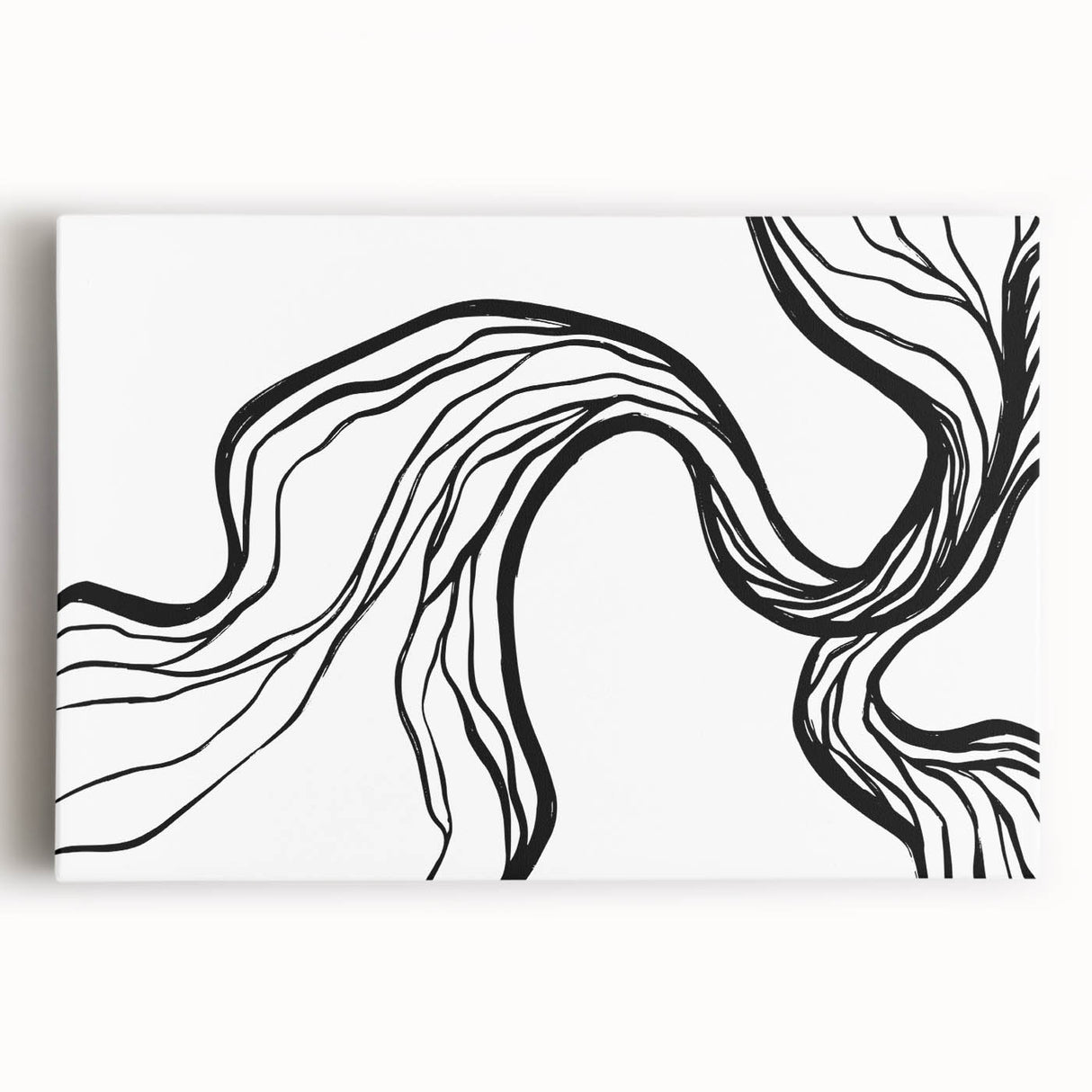 Dining Room Wall Art - Abstract Black and White Flow Design