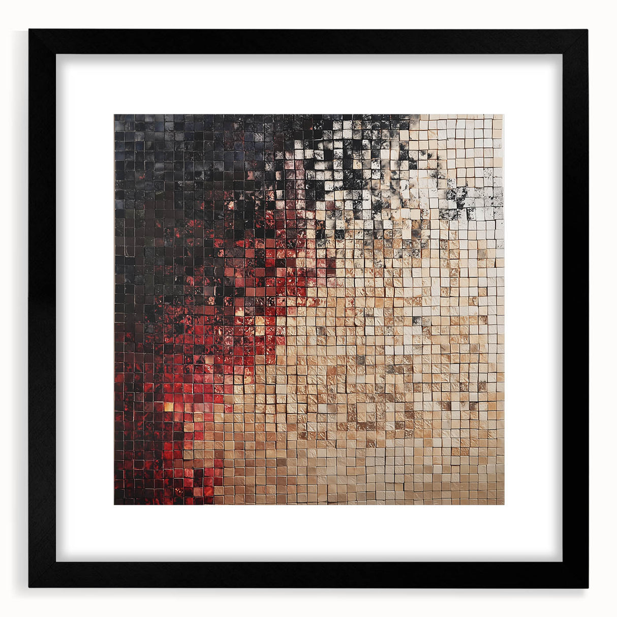 Abstract Mosaic Living Room Wall Art – Modern Framed Canvas