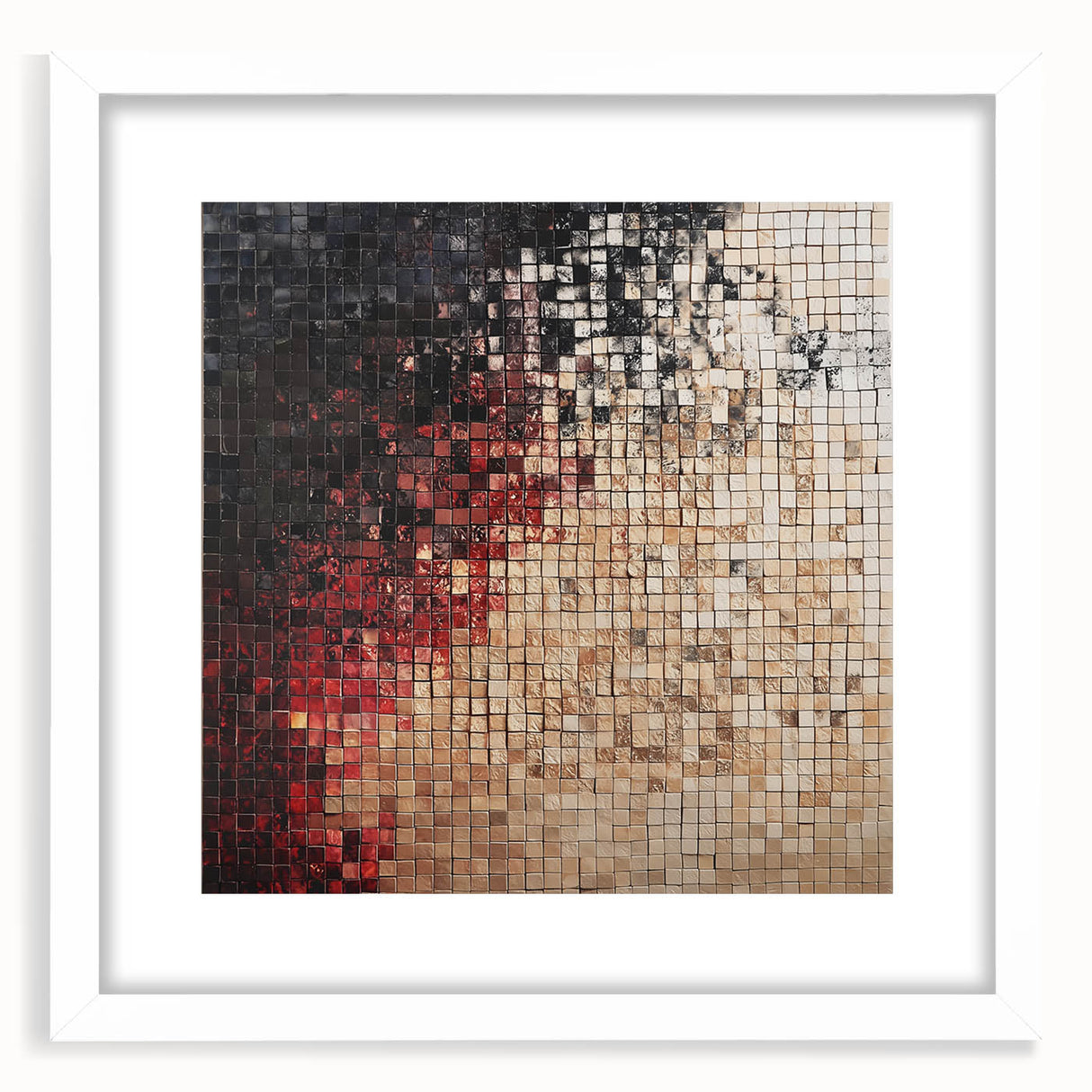 Abstract Mosaic Living Room Wall Art – Modern Framed Canvas