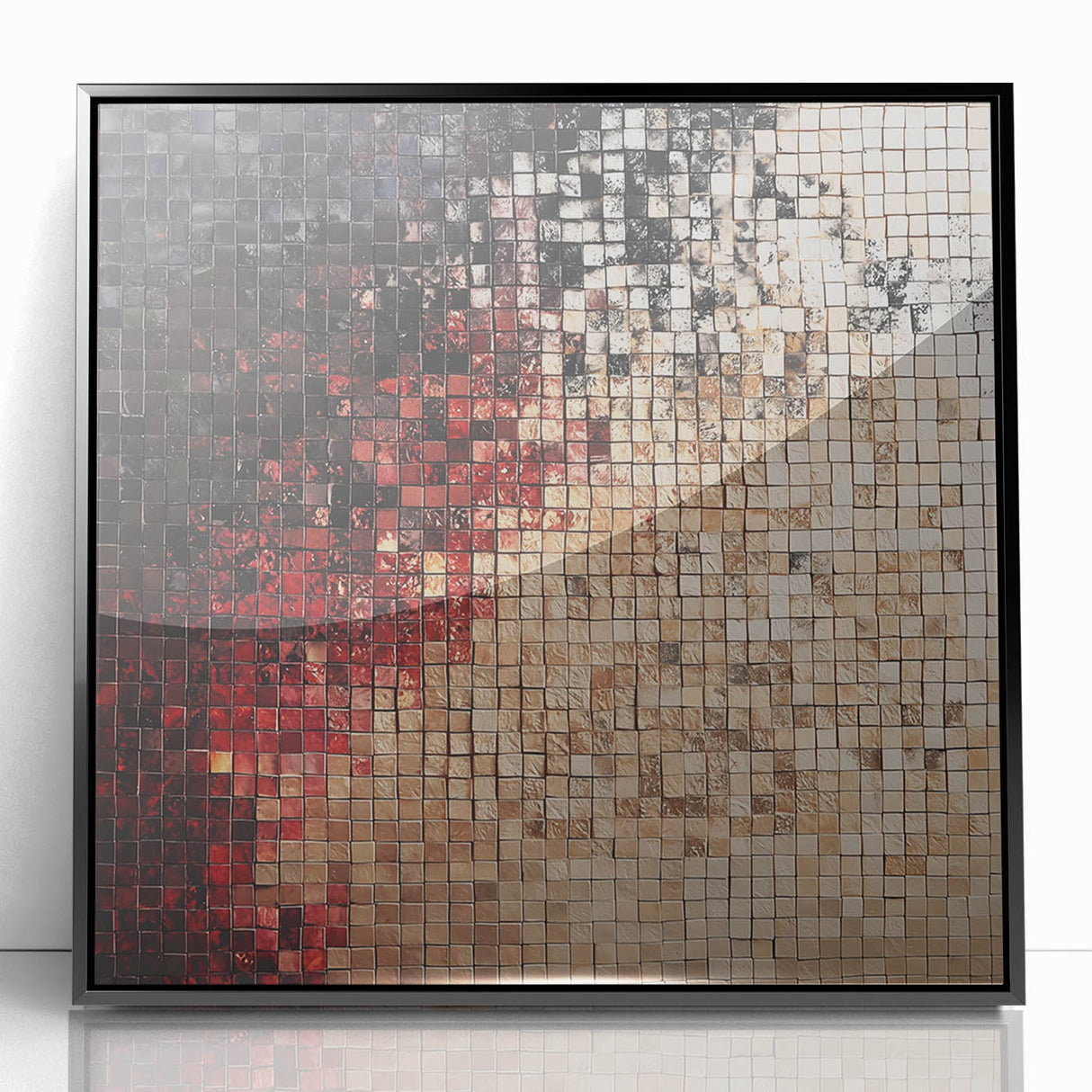 Abstract Mosaic Living Room Wall Art – Modern Framed Canvas