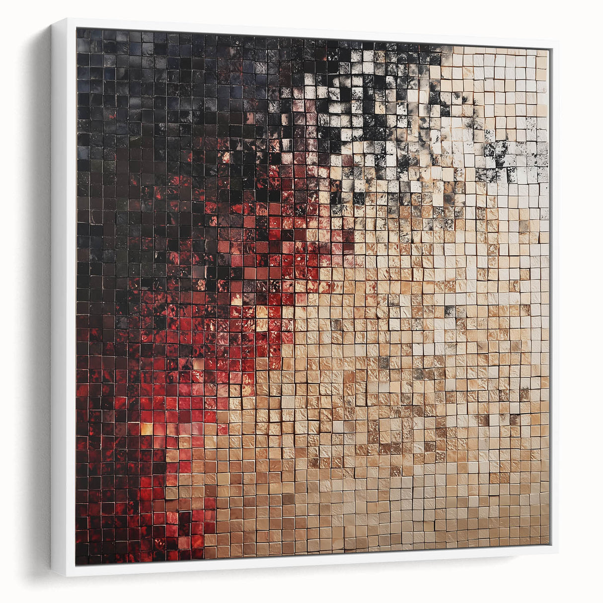 Abstract Mosaic Living Room Wall Art – Modern Framed Canvas
