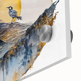 Elegant Office Wall Art - Gold & Blue Mountain Corporate Print