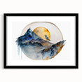 Elegant Office Wall Art - Gold & Blue Mountain Corporate Print