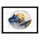 Elegant Office Wall Art - Gold & Blue Mountain Corporate Print