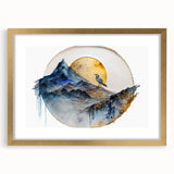 Elegant Office Wall Art - Gold & Blue Mountain Corporate Print