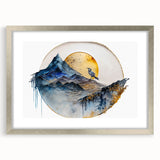 Elegant Office Wall Art - Gold & Blue Mountain Corporate Print