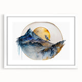 Elegant Office Wall Art - Gold & Blue Mountain Corporate Print
