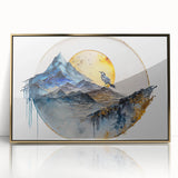Elegant Office Wall Art - Gold & Blue Mountain Corporate Print