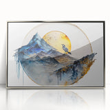 Elegant Office Wall Art - Gold & Blue Mountain Corporate Print