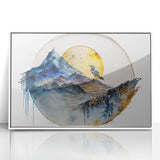 Elegant Office Wall Art - Gold & Blue Mountain Corporate Print
