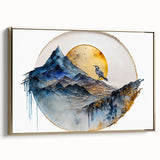 Elegant Office Wall Art - Gold & Blue Mountain Corporate Print