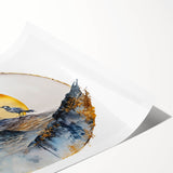 Elegant Office Wall Art - Gold & Blue Mountain Corporate Print