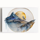 Elegant Office Wall Art - Gold & Blue Mountain Corporate Print