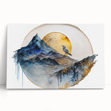 Elegant Office Wall Art - Gold & Blue Mountain Corporate Print