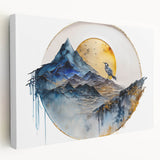 Elegant Office Wall Art - Gold & Blue Mountain Corporate Print