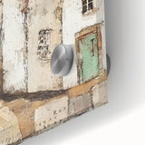 Close-up of an abstract architecture wall art piece made of acrylic glass, showcasing vibrant colors and geometric shapes, perfect for modern decor.