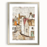 Abstract architecture wall art print featuring a sleek silver frame and mat, showcasing geometric shapes and lines, ideal for modern home decor.