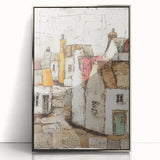 Framed abstract architecture wall art featuring sleek silver accents, showcasing a modern design with geometric patterns, perfect for contemporary home decor.