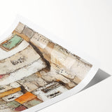 Abstract architectural wall art print showcasing geometric shapes and vibrant colors, rolled and securely packaged in a sturdy tube for safe delivery.