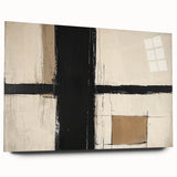 Abstract geometric acrylic glass artwork showcasing vibrant colors and intricate patterns, designed for modern decor. Captured from a side view, highlighting its sleek edges and reflective surface, perfect for contemporary interior design.