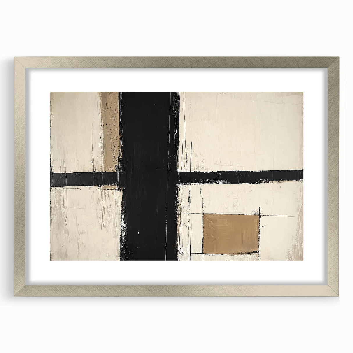 Abstract geometric silver frame showcasing a modern design with a mat, ideal for enhancing contemporary decor. Perfect for art displays or photography in stylish interiors.