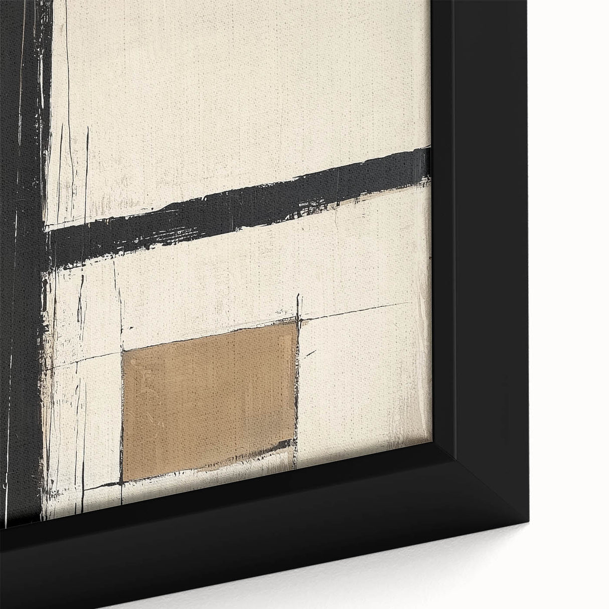 Close-up of a modern abstract geometric framed canvas art piece, showcasing vibrant colors and intricate patterns, ideal for contemporary home decor.