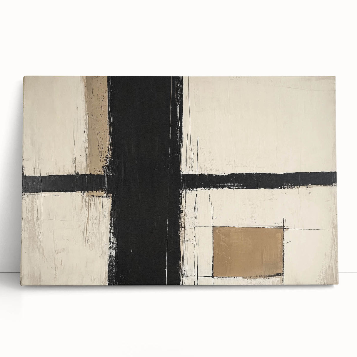 Abstract geometric design on a stretched canvas, showcasing vibrant colors and dynamic shapes. Ideal for modern home decor, adding a contemporary touch to any room.