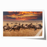 Rolled canvas print showcasing a vibrant animal-themed design, featuring intricate illustrations of various wildlife, neatly secured in a protective cardboard tube for safe shipping. This artwork adds a colorful touch to any home decor, perfect for animal lovers.