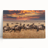Stretched canvas artwork displaying a vibrant collection of animal illustrations, featuring bold colors and intricate details, ideal for nature-themed decor.