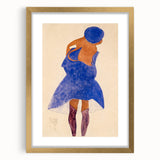 Colorful Art Deco Wall Art - Seated Woman in Blue Jacket Illustration