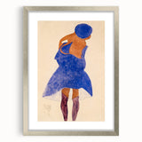 Colorful Art Deco Wall Art - Seated Woman in Blue Jacket Illustration