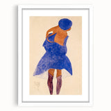 Colorful Art Deco Wall Art - Seated Woman in Blue Jacket Illustration