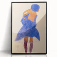 Colorful Art Deco Wall Art - Seated Woman in Blue Jacket Illustration