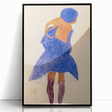 Colorful Art Deco Wall Art - Seated Woman in Blue Jacket Illustration