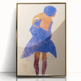 Colorful Art Deco Wall Art - Seated Woman in Blue Jacket Illustration